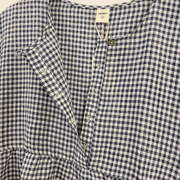 Lintico Caroline Linen Gingham Check Long-Sleeved Top - Picture 5 of 11